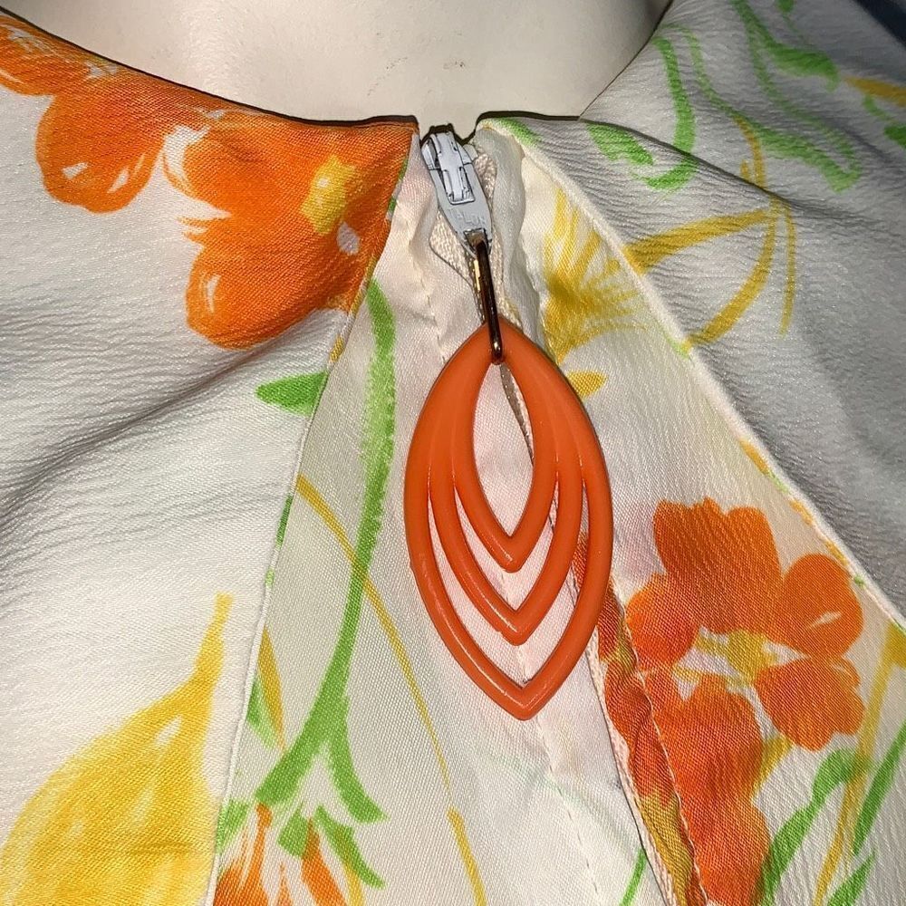 Vintage‎ Carol Brent Yellow Floral Dress Women’s Size 14 - Picture 4 of 16